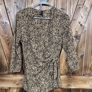 Massini Tan and Black Wrap Top